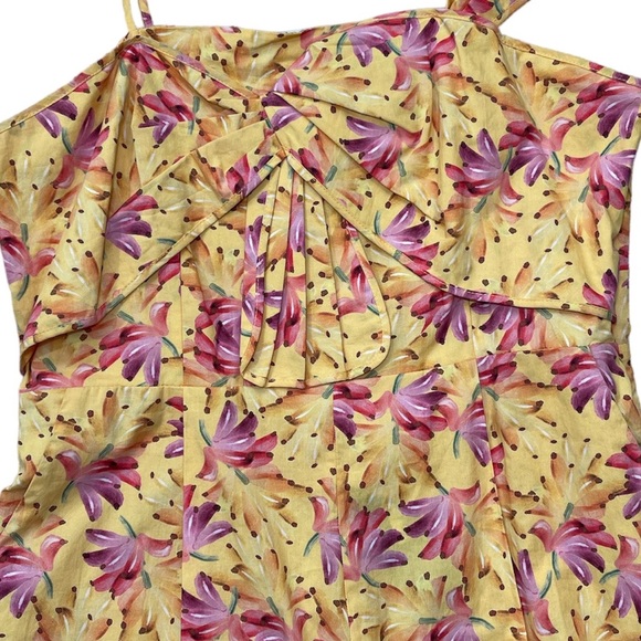 Farm Rio Banana Sunshine Bow Top Jumpsuit Strappy Yellow Boho Print Womens Large - Picture 8 of 16